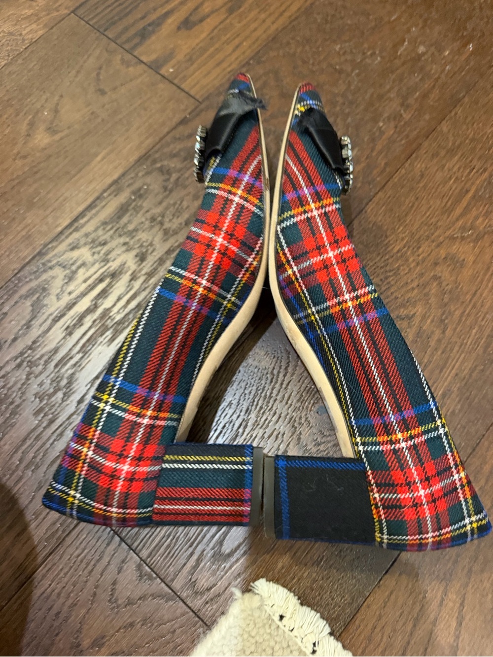 J.Crew collection Avery Christmas holiday plaid block heel pumps 8.5 - Picture 7 of 9